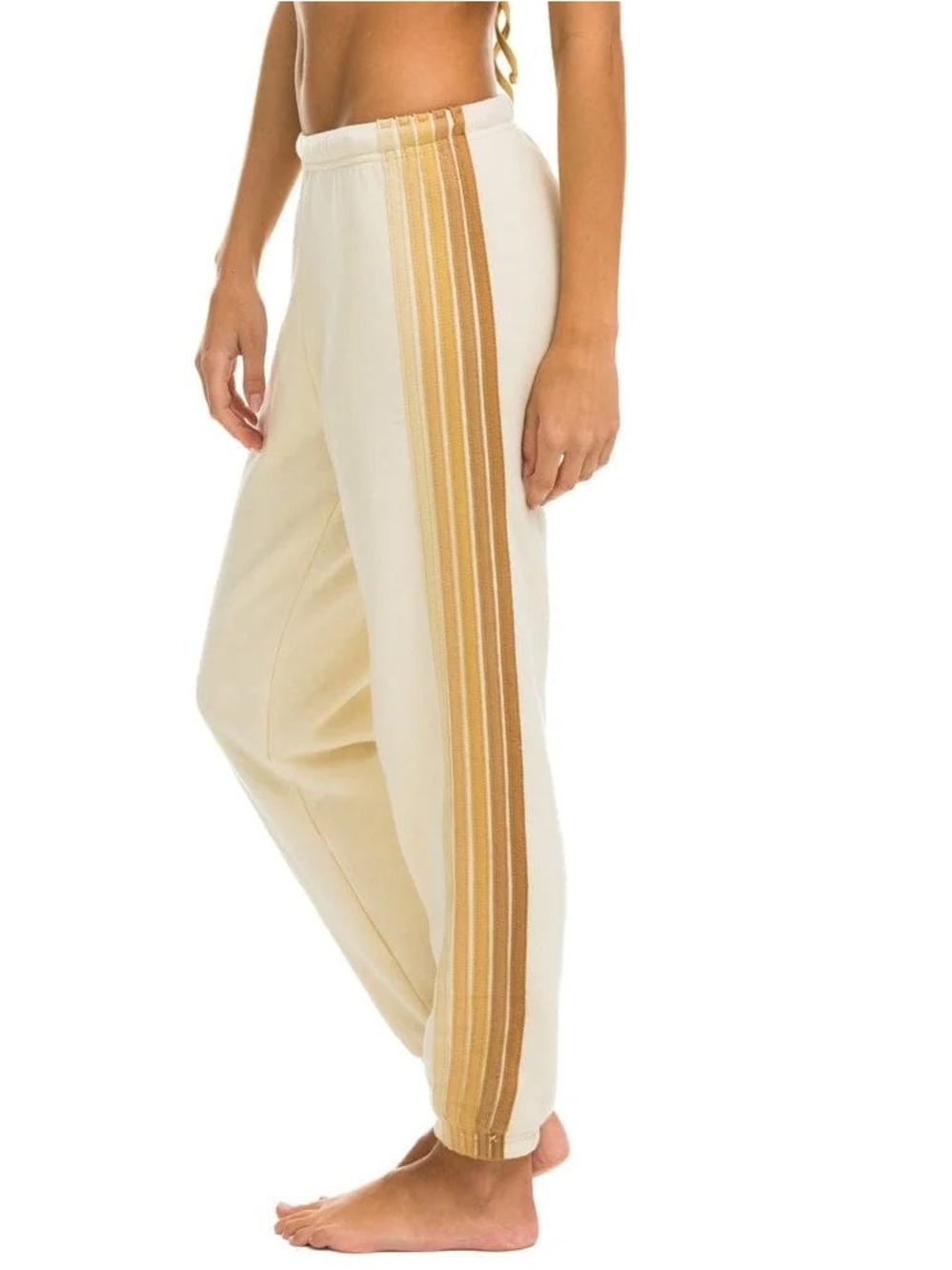 S Aviator Nation Cream Side-Stripe Jogger Pants - Women